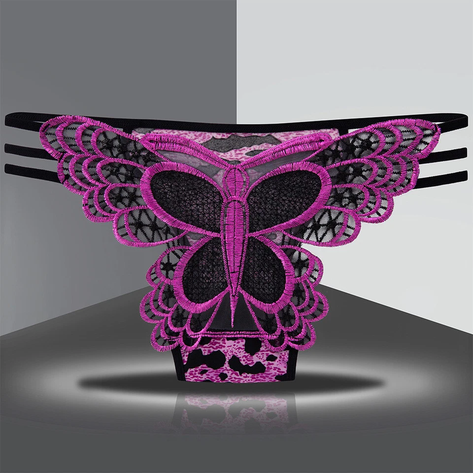 Women's Sexy Lace Butterfly Thongs Panties Intimate G-String Briefs Underwear - Image 1 of 4