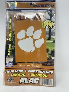 CLEMSON TIGERS APPLIQUE BANNER HOUSE FLAG INDOOR OUTDOOR 44"X28" OVERSIZED SIGN  - Picture 1 of 3