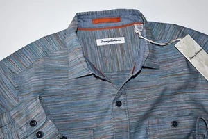 Tommy Bahama Shirt Heathered Shores Dockside Blue LS New Medium M - Picture 1 of 4