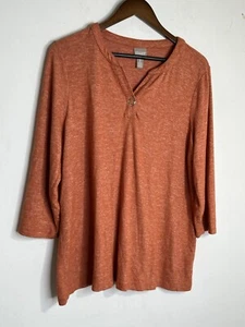 Chicos Ringelblume orange Strickpullover 3/4 Arm Bluse Gr. 3 / 16 XL (13) - Bild 1 von 10