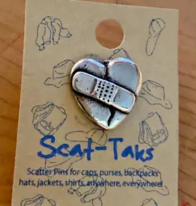 Sterling Silver 16x16mm Bandaid on a Broken Heart Tie Tack Lapel Pin! - Picture 1 of 7