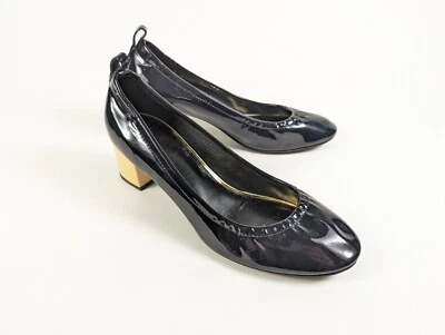 Bailarina LANVIN Paris charol garra cubo tacón bloque - azul marino - 40,5 Foto 1 de 4