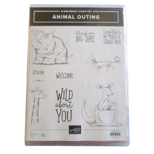 Stampin Up! Animal Outing Stamp Set Cling Stamps Rhino Kangaroo Giraffe  - Picture 1 of 5