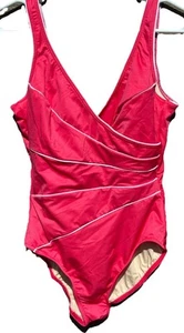 Miracle Suit Womens Pink & White One Piece Swimsuit Size 12 - Picture 1 of 4
