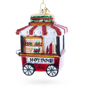 Hot Dog Cart Glass Ornament - Picture 1 of 4