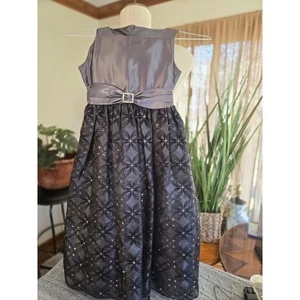 JANE COPELAND - Niñas - Talla 8 - Vestido Gris Carbón Satinado Encaje Flor Lentejuelas - Imagen 1 de 11