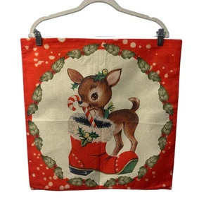 Christmas Pillow COVER 19.5 x 19.5 Vintage Style Reindeer NWOT Holidays (1198) - Picture 1 of 3