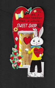 Tarjeta de colección You are a Nicer Teacher SWEET SHOP VALENTINE Bunny Rabbit sin firmar E - Imagen 1 de 2