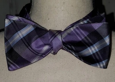 Pajarita ajustable a cuadros púrpura sin marca para hombre *S25 Foto 1 de 3