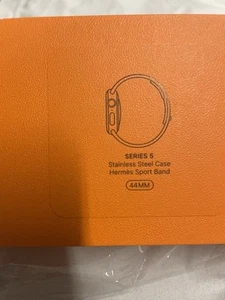 Apple Watch Hermès S5 44 mm SS LTE - Cuir (bleu/craie) + bracelet orange + boîte - Photo 1 sur 17