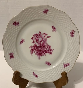 Bellissimo piatto 1941 Herend Hungaria rosa bouquet floreale tessuto cesto 7,25" - Foto 1 di 6