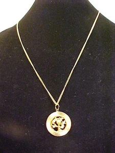 Gold Pendant w/4 Real Pearls Tree Of Life on 23" Gold Chain Necklace - Picture 1 of 6