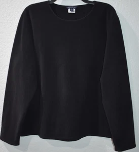 Lands'End Womens XL Fleece top Long Sleeve Stretch Black Pullover Shirt sz 18-20 - Picture 1 of 16