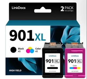 LinkDocs 901XL Ink Cartridges Combo. Replacement for HP 901 InkCC654AN CC653AN - Picture 1 of 3