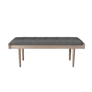 Efa Modern Tufted Upholstered Bench Gray-Natural Modern & Contemporary - Picture 1 of 5
