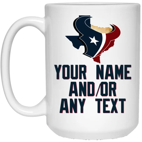 Custom Personalized Houston Texans State-Logo White 15 oz Ceramic Coffee Mug Cup Cover