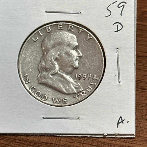 1959 D Franklin Half Dollar 90% Silver (Free Shipping) Cover