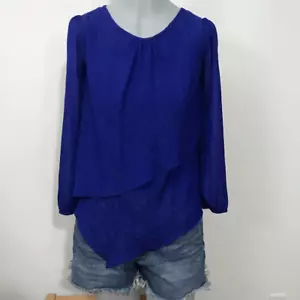 Amy Byer Girl Blue Sparkle Blouse Shirt Size Large 14 - Picture 1 of 10