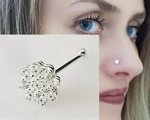 925 Sterling Silber Blume Nasenpiercing Nasenstecker Stecker Piercing - Bild 1 von 7