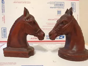 Syroco Horse Head Bookends Wood Resin Composite Mold Equestrian Vintage Rare - Picture 1 of 5