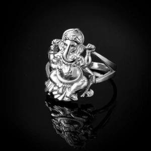 Anillo de yoga Ganesh de plata de ley con dios elefante - Imagen 1 de 5