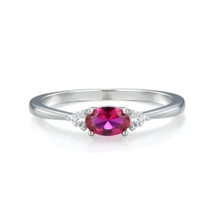 Ladies Sterling 925 Solid Silver 0.5 Carat Ruby and White Sapphire Ring - Picture 1 of 6