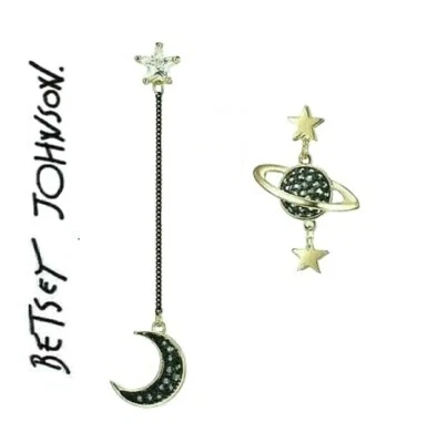 US Seller Betsey Johnson Star Moon Planet Earrings Pearl Multi-color Dangle - Image 1 of 4