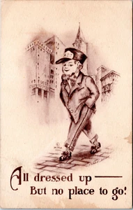 Messenger Boy - All Dressed Up No Place to Go - a/s Postal Cobb Shinn 1912 - Imagen 1 de 3