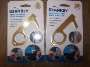 NEW 2x Germ Key Solid Brass Antimicrobial Touch Tool Door Handle Buttons Screens - Picture 1 of 12