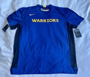 NWT NIKE GOLDEN STATE WARRIORS PLAYER ISSUE BLUE WARM UP TEE SZ L AV0931-495 PE - Picture 1 of 7