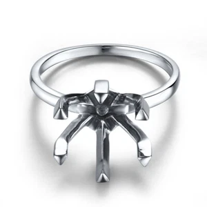 Wedding Round Cut 12mm Solitaire Settings Only Ring Sterling Silver Fine Jewelry - Picture 1 of 10