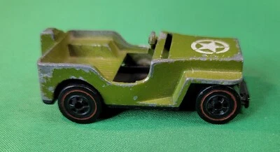 Hot Wheels Redline U.S Army Jeep Gunslinger Olive 1970 Made In Hong Kong - Image 1 of 4