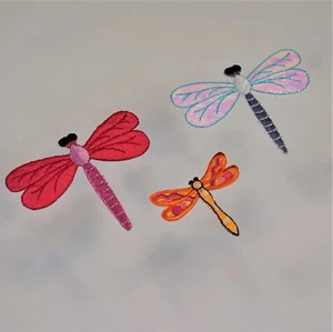 Dragonfly Applique Patches Bug Insect Badge Lot Of 3 Iron On - Picture 1 of 5