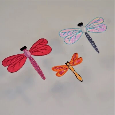 Dragonfly Applique Patches Bug Insect Badge Lot Of 3 Iron On - Image 1 of 4