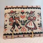 Vtg 80s Tissue holder For Purse Bag Colonial Stitching Boy Girl Couple