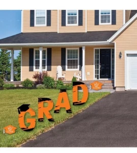 Big Dot of Happiness Orange Graduation Party Yard Signs Outdoor - Picture 1 of 10