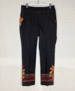 Mid Rise blaue Jeans bestickte Blumen Damengröße 10, dünne Her - Bild 1 von 11
