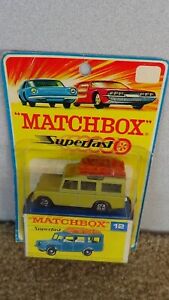 *1970* Matchbox #12 Land Rover transition wheel sealed on card w/box