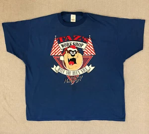 Vintage TAZ T-Shirt 3XL Blue Taz’s Workshop Looney Tunes USA Warner Bros READ - Picture 1 of 12