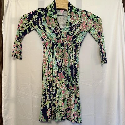 Lilly Pulitzer Women Size XS Alexandra Dress Navy Southern Charm Green Pink Blue - Image 1 of 4