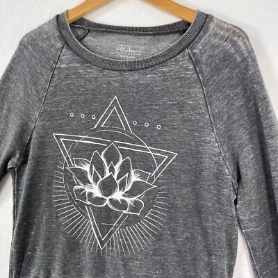 Miken Flow Mujer Pequeño Gris Suave Loto Pullover Sudadera Pullover Cuello Redondo Foto 1 de 4