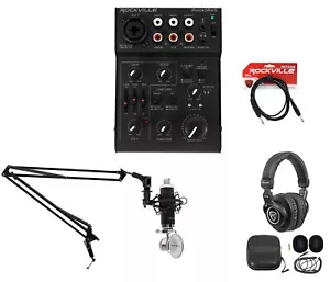 Rockville 1-Person Gaming Twitch Live Stream Recording Mic+Boom+Headphones - Picture 1 of 10