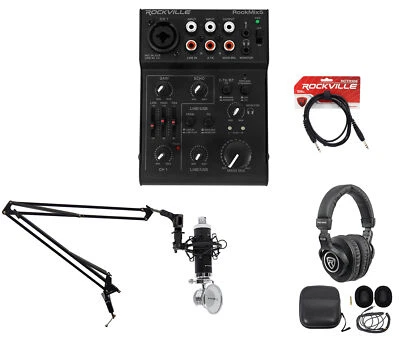 Rockville 1-Person Gaming Twitch Live Stream Recording Mic+Boom+Headphones - Image 1 of 4