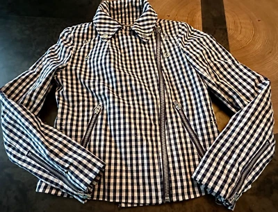 J CREW MOTO GINGHAM PLAID E9918 JACKET WOMENS SZ 00 CLASSIC  - Image 1 of 4