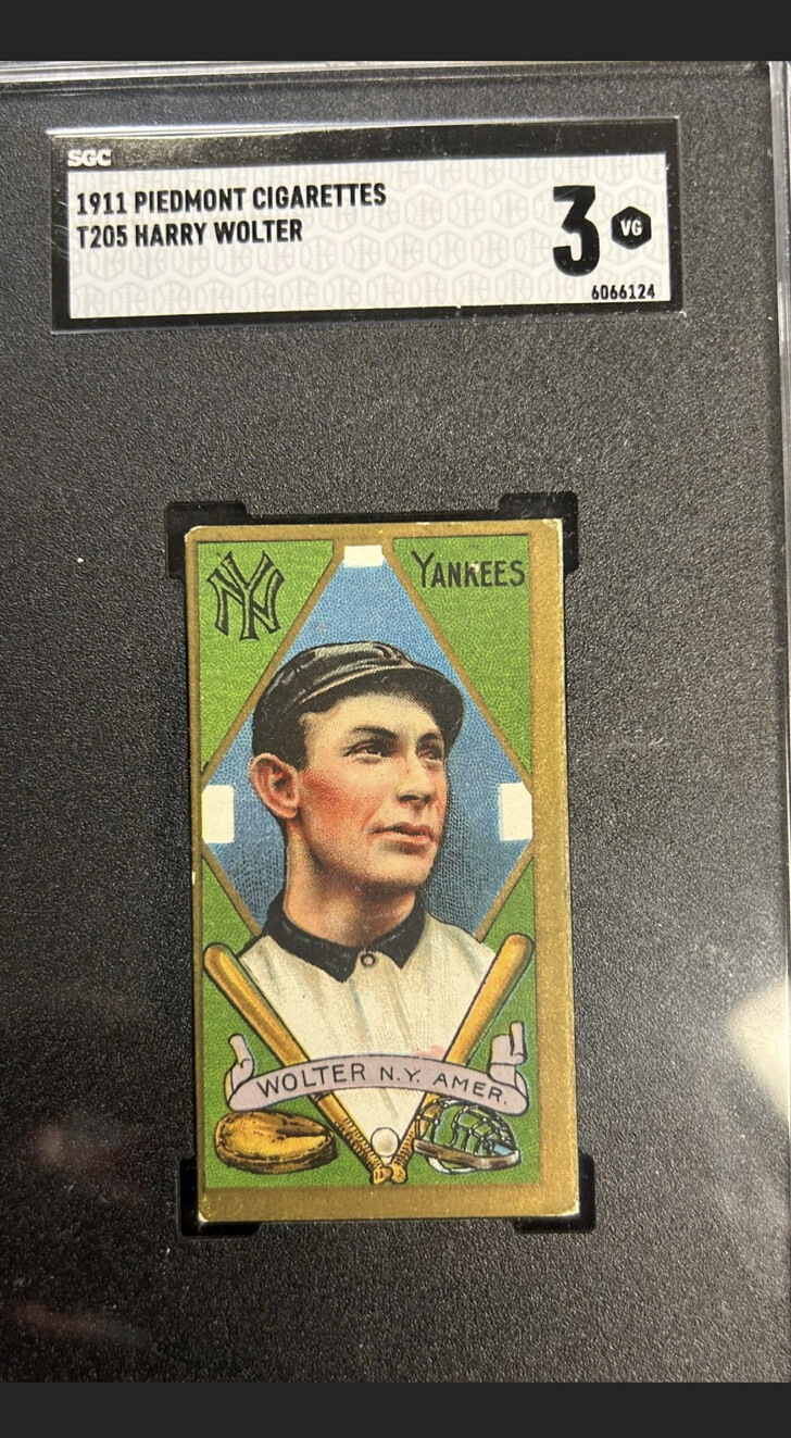 1911 T205 Piedmont GOLD BORDER HARRY WOLTER Ny YANKEES SGC 3 🗽🗽🗽