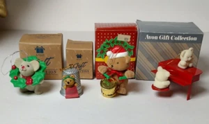4 Vintage Avon Ornaments Mouse Teddy Bears Piano Mouse - Picture 1 of 10