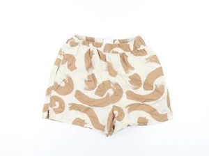 ASOS Womens Beige Geometric Cotton Basic Shorts Size 4 Regular Pull On - Picture 1 of 10