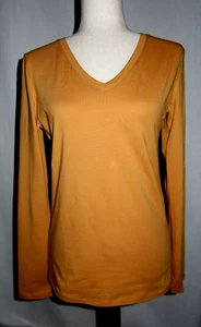 Active Basic Women's LS T Shirt Cotton Blend Mustard Yellow Large NWOT - Picture 1 of 7