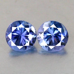 0.78 CT (2Pcs) ROUND CUT PURPLISH BLUE COLOR NATURAL TANZANITE GEMSTONE - Picture 1 of 3