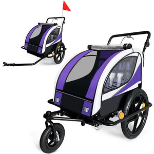 SAMAX Remorque Vélo Convertible Jogger 2en1 Enfants 360° Amortisseur Pourpre - Afbeelding 1 van 7